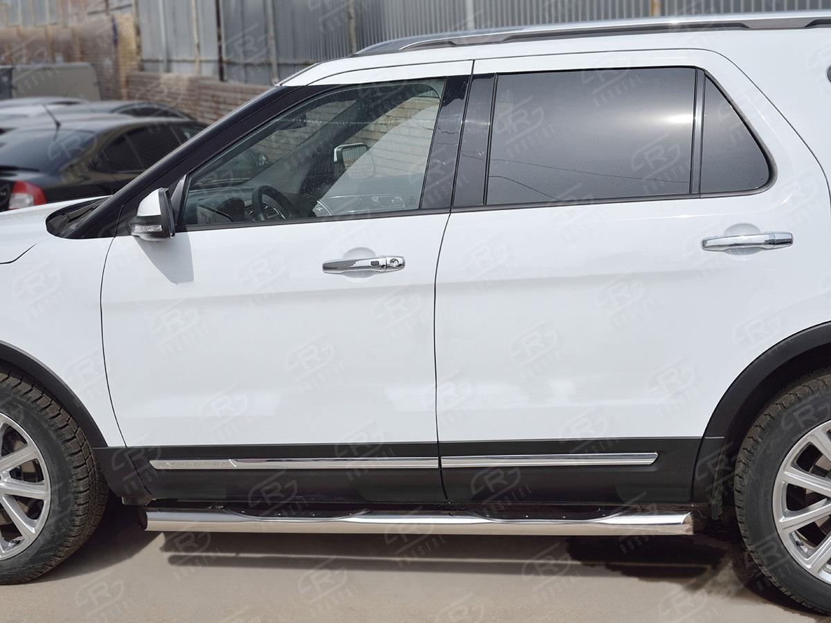 Пороги труба d76 с накладкой вариант 1 для Ford Explorer 2015, Slitkoff FET-0026651