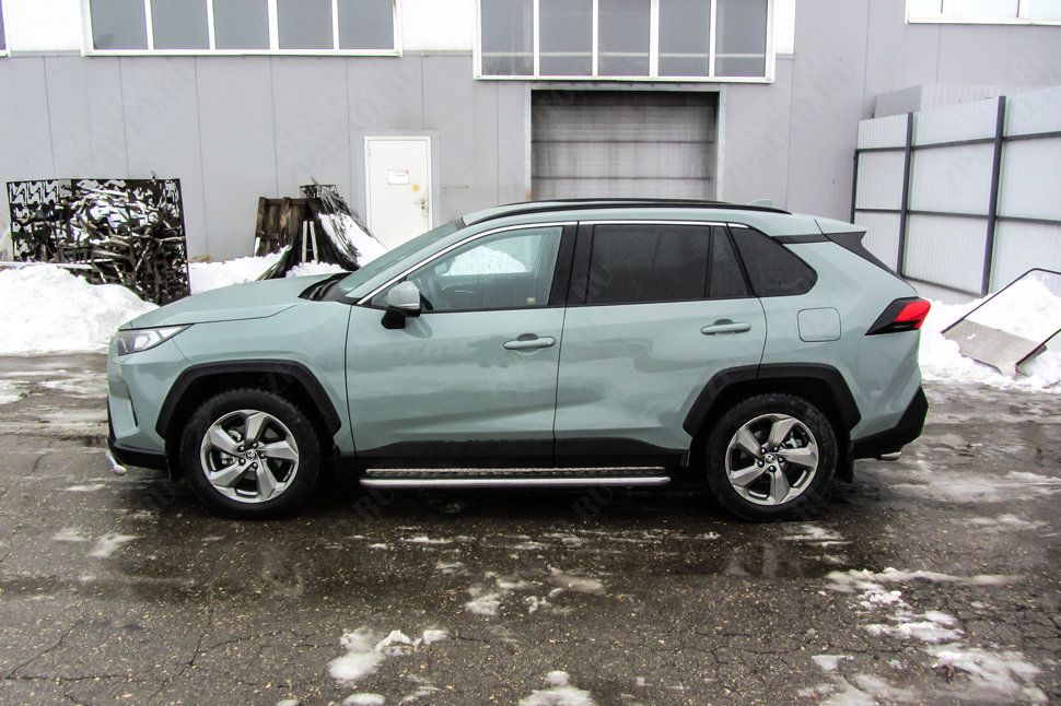 Защита порогов d57 с листом Toyota Rav-4 (2018-2023) , Slitkoff, арт. TR419-004