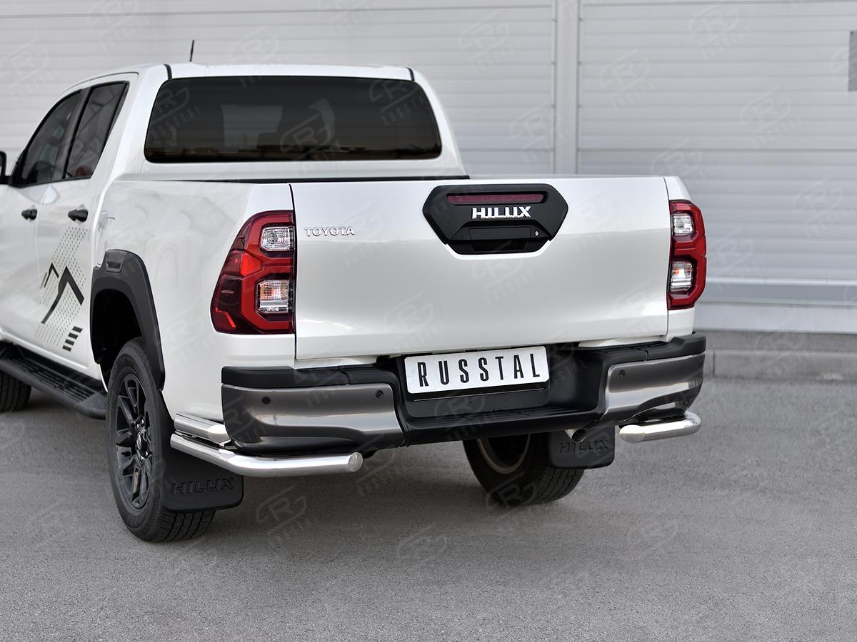 TOYOTA HILUX BLACK ONYX 2020- Защита заднего бампера уголки d57 секции-d57 прямая THBOZ-003520