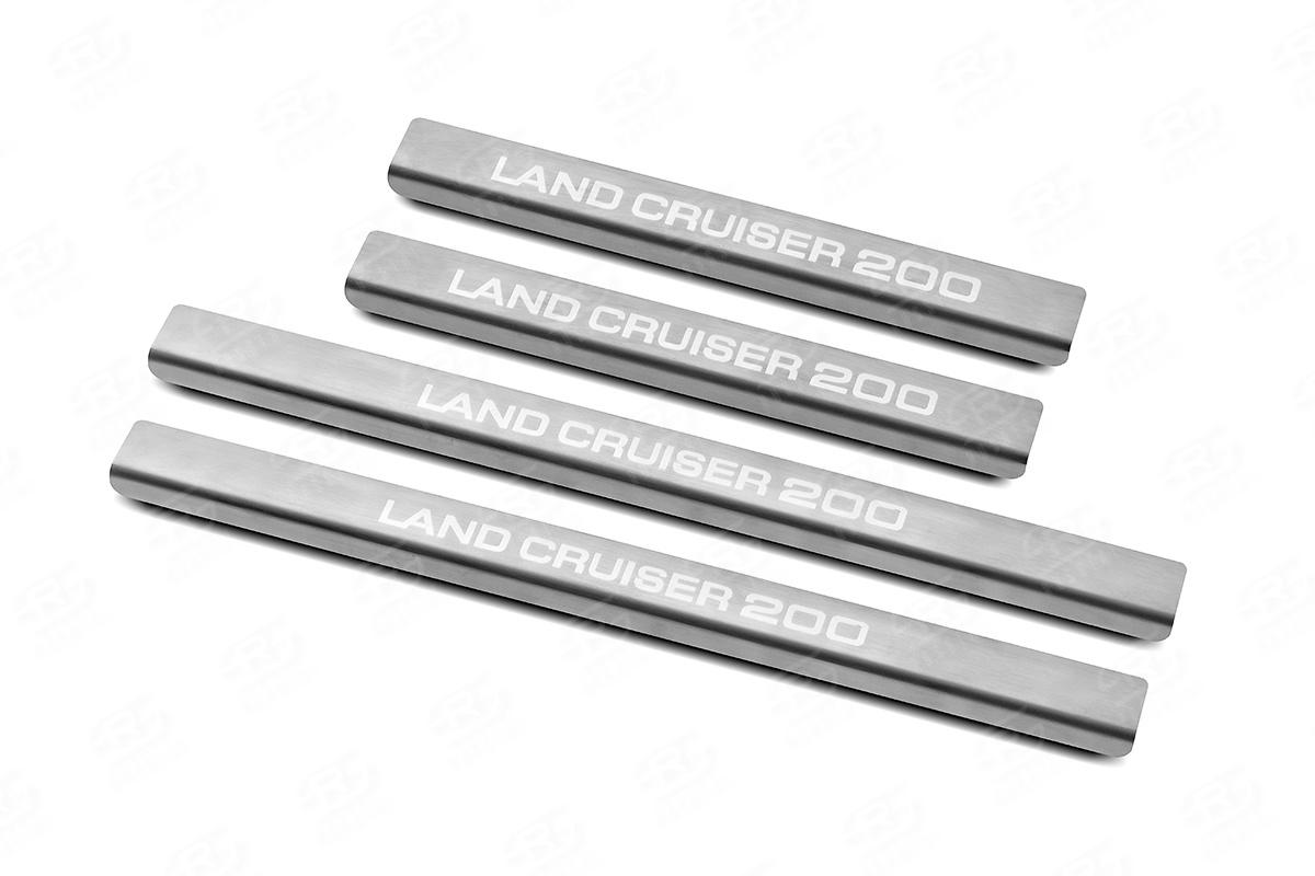 Накладки на пороги RUSSTAL (нерж., шлиф., надпись) TOYLC07-03 для автомобиля Toyota Land Cruiser 200 2007-2012, Slitkoff