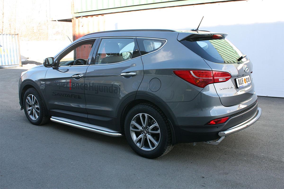 Пороги с площадкой D 60,3 для Hyundai Santa Fe(Хендай Санта Фе), ALFeco арт. HYSFE-12.05