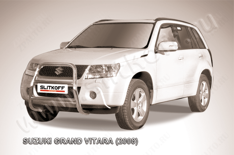 Кенгурятник d57 высокий Suzuki Grand Vitara (2008-2012) Black Edition, Slitkoff, арт. SGV08004BE