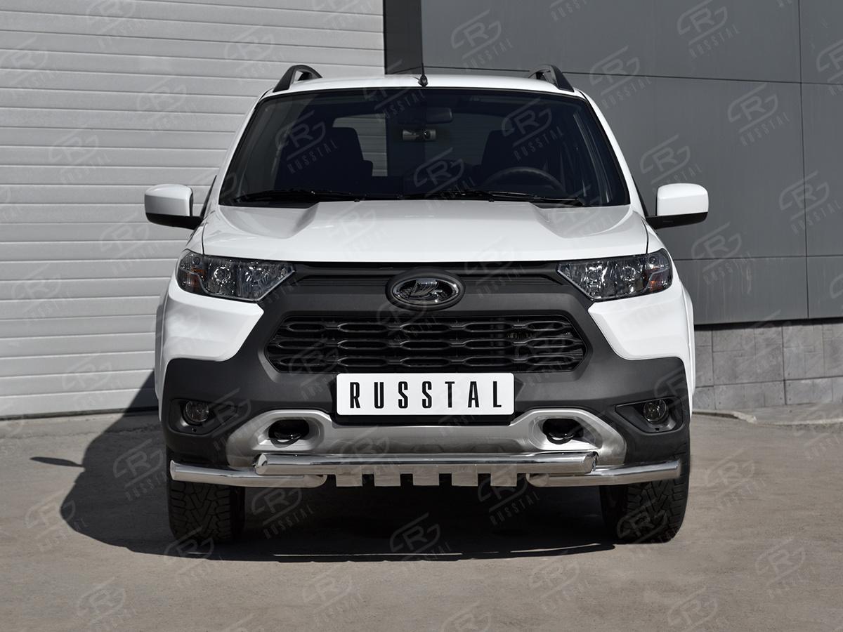 LADA NIVA TRAVEL 2021- Защита переднего бампера d57 секции-d57 уголки+клыки LNTZ-003560