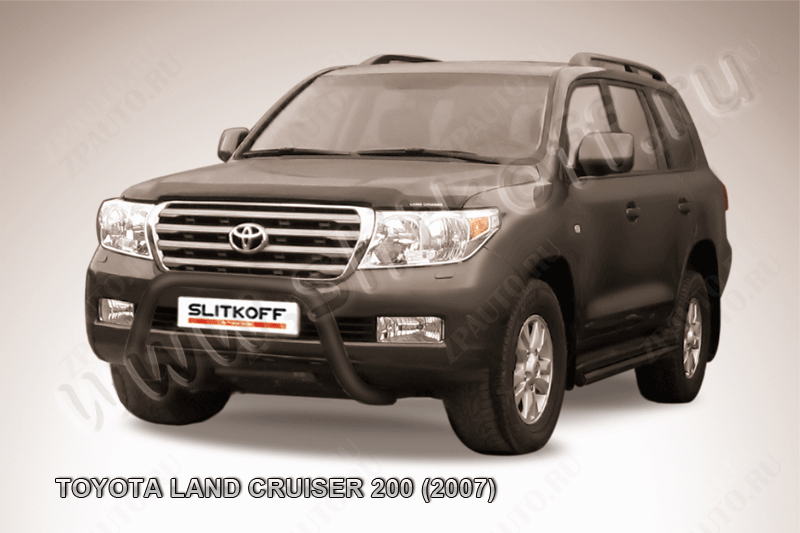 Кенгурятник d76 низкий мини черный Toyota Land Cruiser 200 (2007-2012) , Slitkoff, арт. TLC2-009B