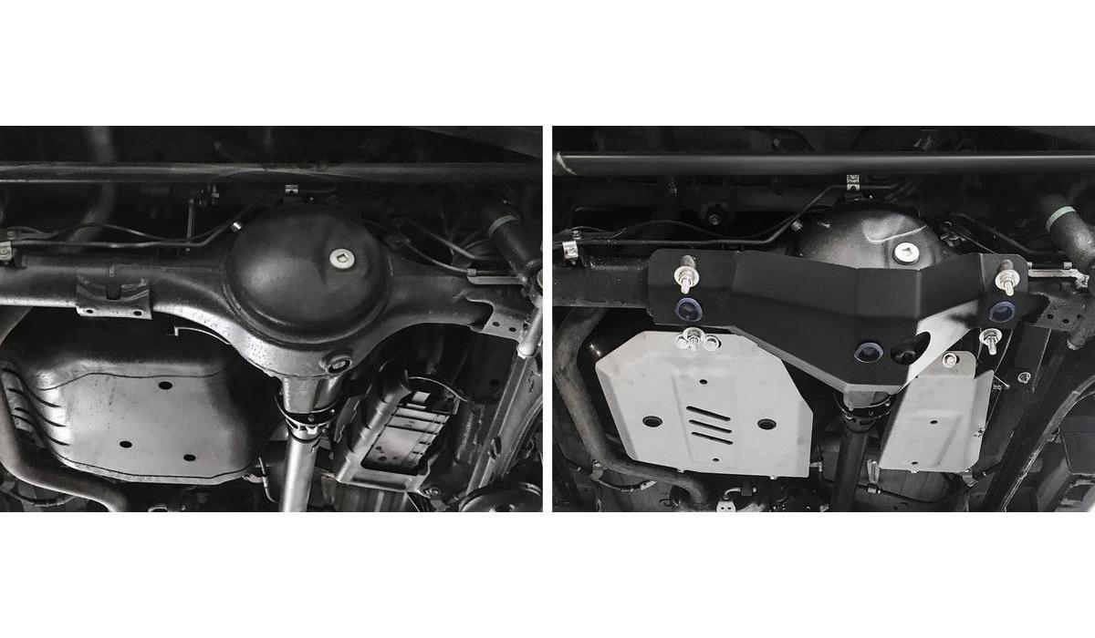 Защита дифференциала заднего моста Rival для Suzuki Jimny IV 2019-н.в., сталь 3 мм, с крепежом, штампованная, 2111.5523.1.3