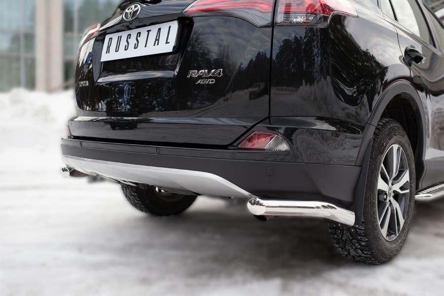 Защита заднего бампера уголки d57 на Toyota RAV4 2015, Slitkoff TR4Z-002203