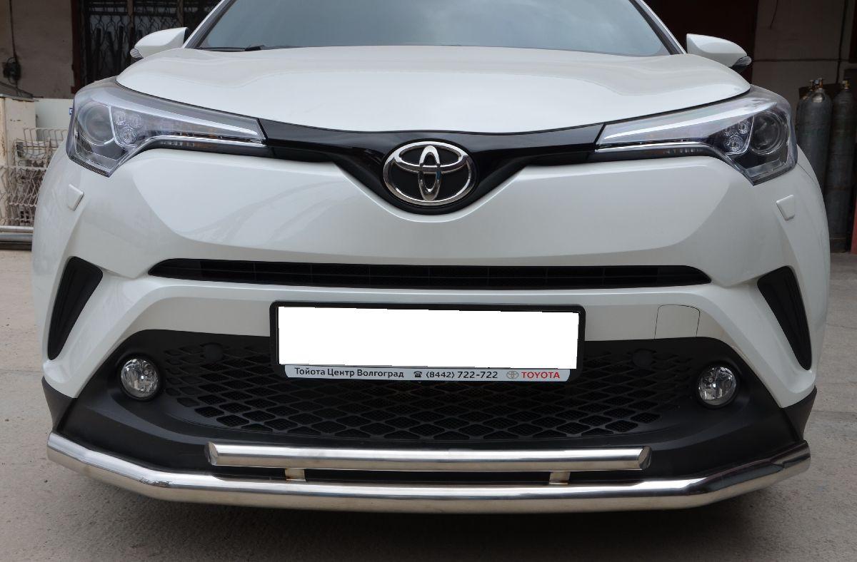 Защита переднего бампера двойная для автомобиля Toyota C-HR 2018 арт. TCHR.18.03-1, Россия