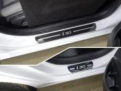 Накладки на пороги (лист зеркальный надпись I30) 4шт для автомобиля Hyundai i30 2017-
