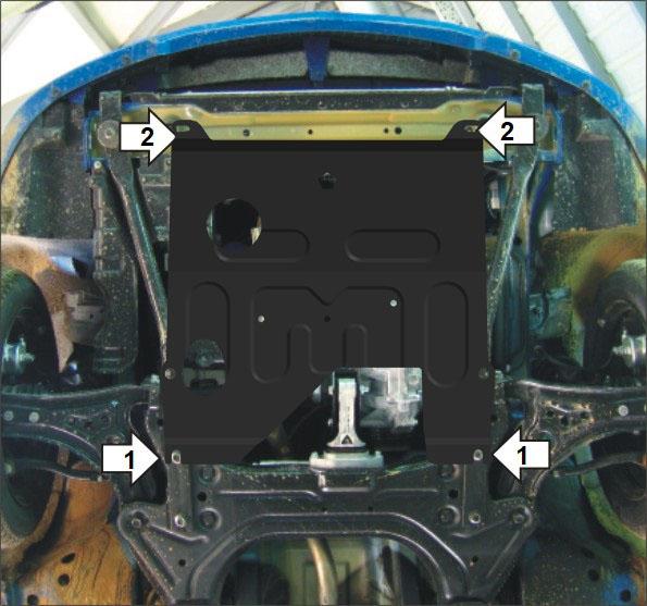 Защита стальная Мотодор (Двигатель, Коробка переключения передач), 2 мм, Сталь для Chevrolet Aveo 2008-2011 арт. 73024