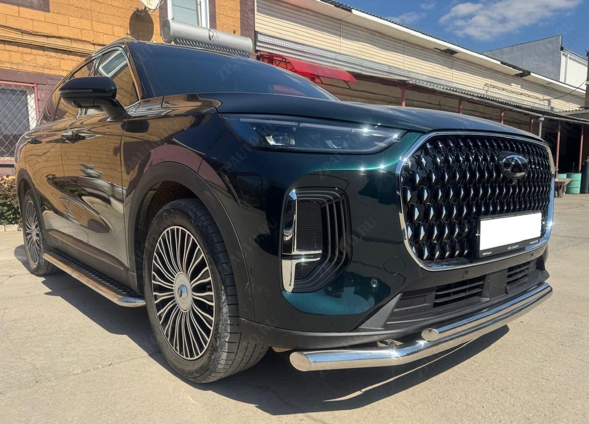 Защита переднего бампера двойная для автомобиля Chery Tiggo 9 2024 арт. CHTG.9.24.03