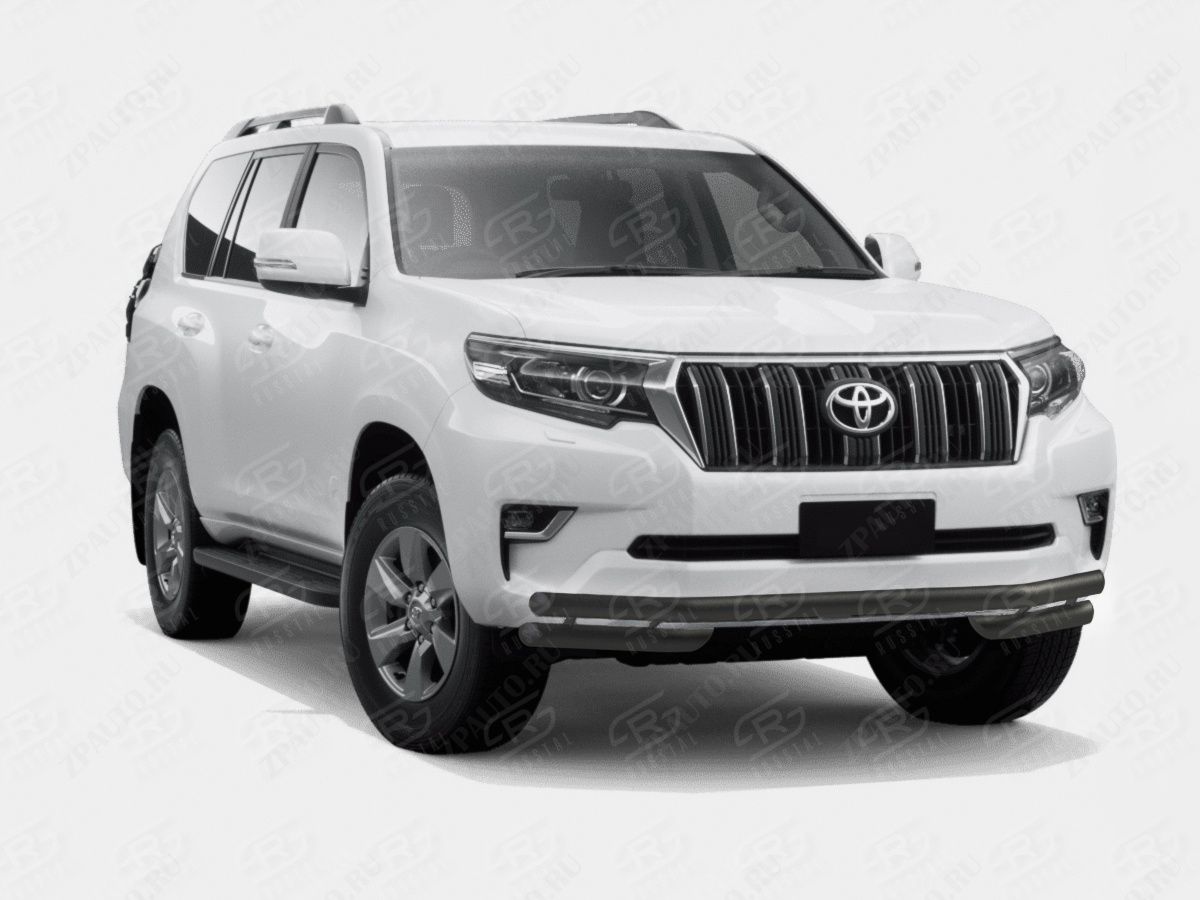 TOYOTA LAND CRUISER PRADO 150 2017- Защита переднего бампера d57 секции-d57 уголки black LCPZ-002860CH