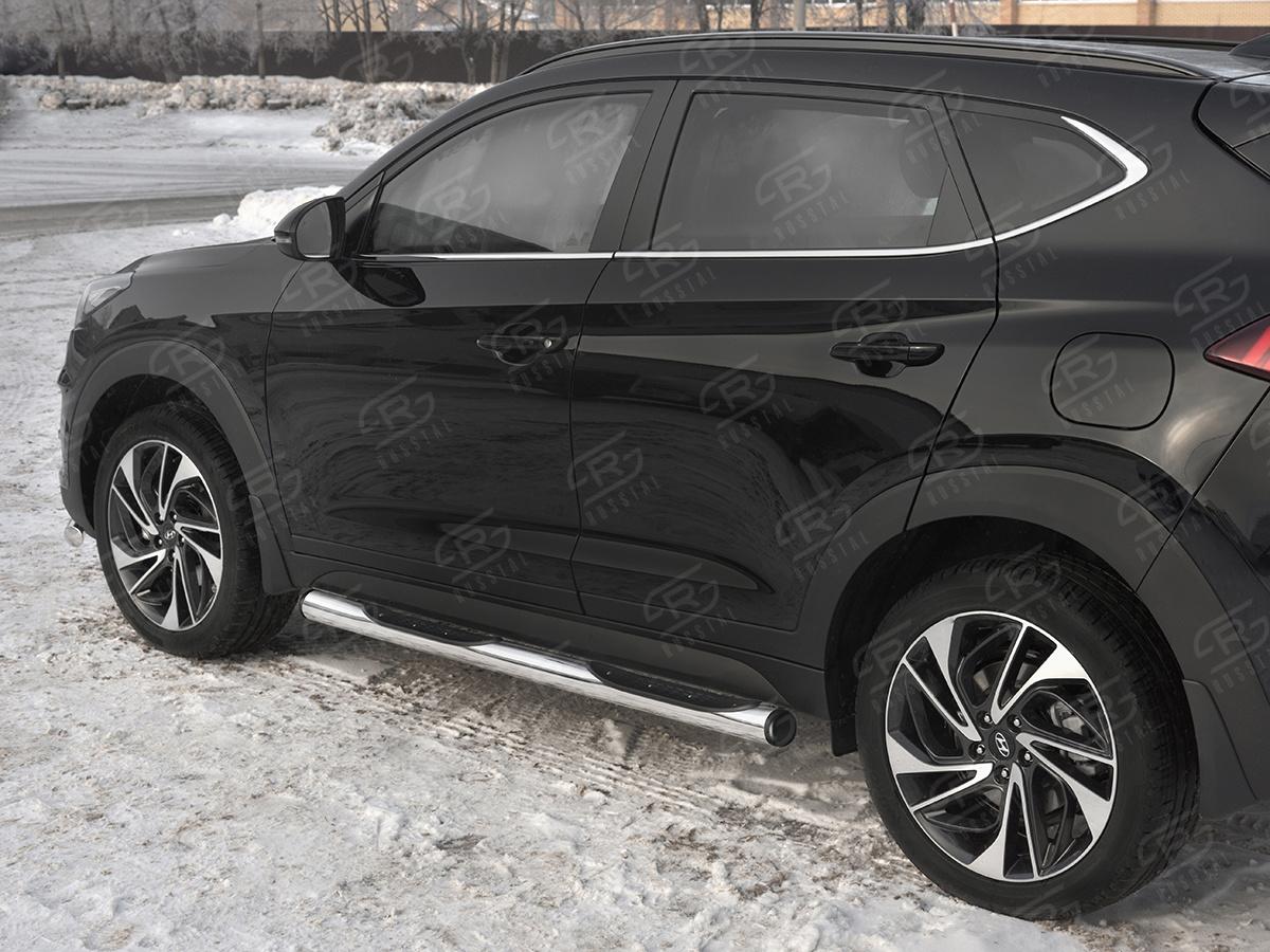 Пороги труба d76 с накладкой (вариант 2) HTT-0031012 для автомобиля HYUNDAI TUCSON 2018-, Slitkoff