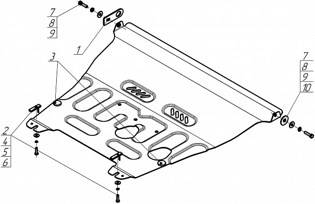 Защита стальная Мотодор (Двигатель, Коробка переключения передач), 2 мм,  Chevrolet Aveo   2003-2006 арт. 73003