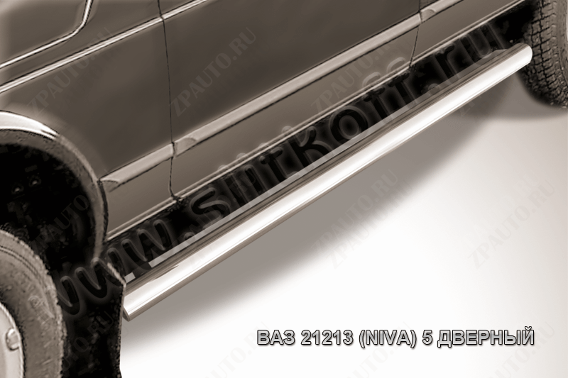 Пороги d76 труба Lada Niva 21213 5-дверная (1993-2023) Black Edition, Slitkoff, арт. Nivd006BE