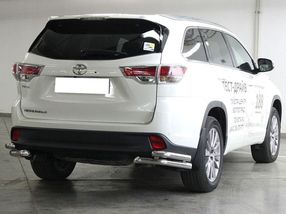 Защита заднего бампера "уголки" двойные d-60+53 для Toyota Highlander 2013, Технотек HYG_2014_3.4 HYG2014_3.4