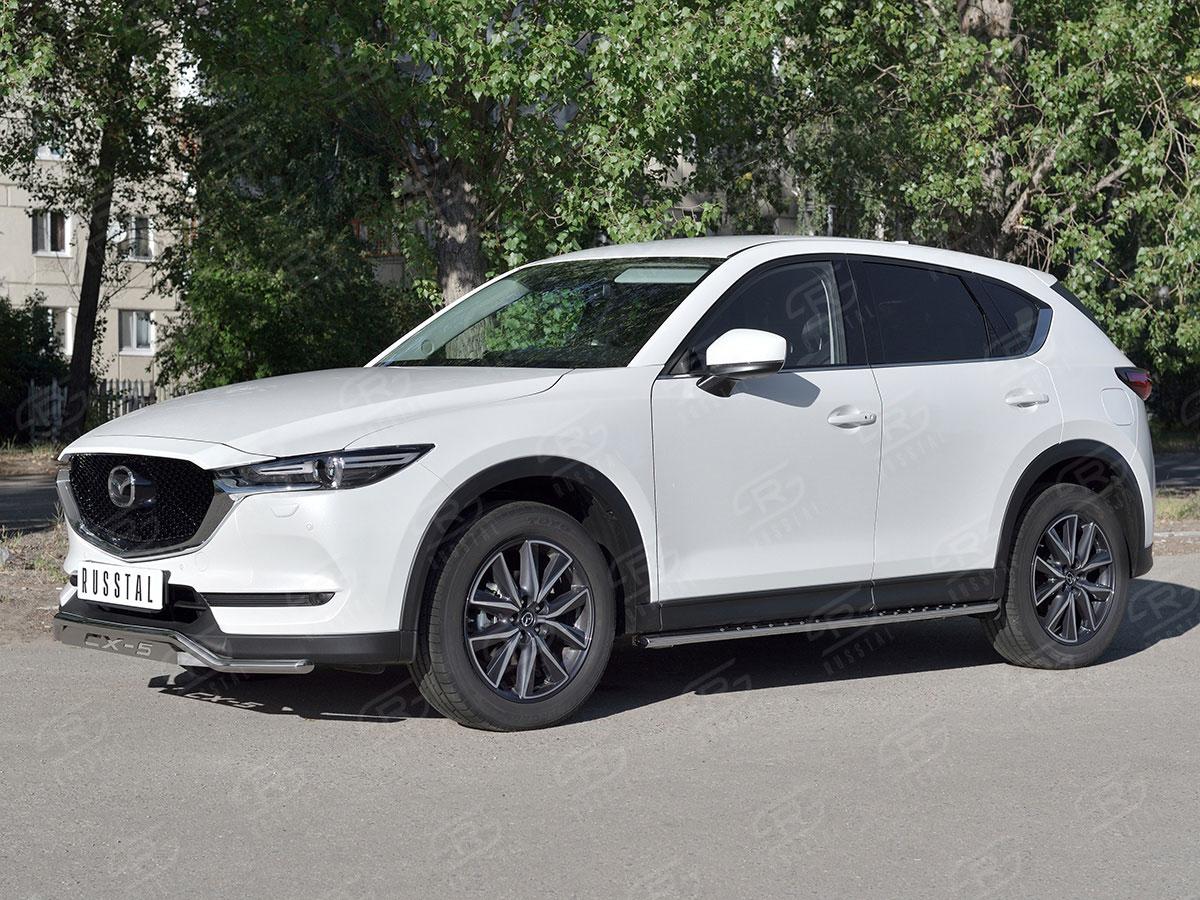Защита переднего бампера d42 волна с надписью Mazda CX-5 2017, Русталь M5Z-002788, Slitkoff