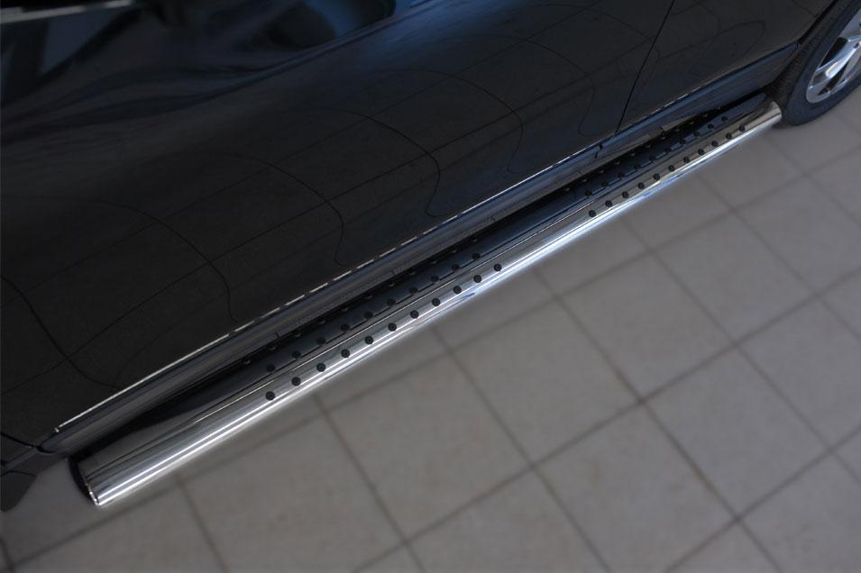 Пороги труба 120х60 овал с проступью для Nissan X-Trail T32 2014, Slitkoff NXO-002089