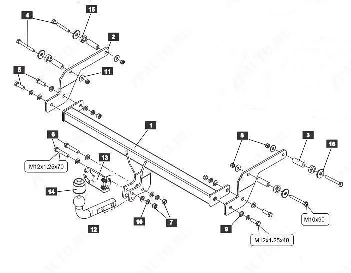 Фаркоп RENAULT Kaptur  2015 - , тип шара A, Sheriff, арт. 4502.12