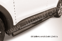 Защита порогов d76 с проступями черная Hyundai Santa Fe (2012) , Slitkoff, арт. HSFT12-006B