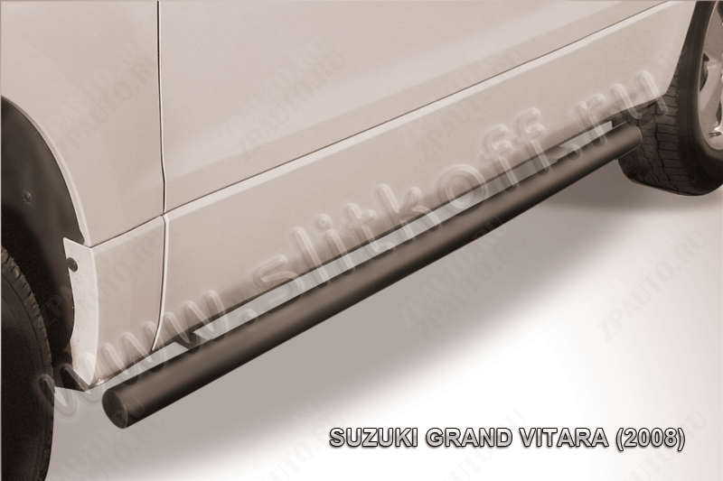 Защита порогов d76 труба черная Suzuki Grand Vitara 3 doors (2008-2012) , Slitkoff, арт. SGV3D08010B