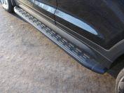 Пороги алюминиевые с пластиковой накладкой (карбон черные) 1720 мм для автомобиля Hyundai Tucson 2015-2018, TCC Тюнинг HYUNTUC15-10BL