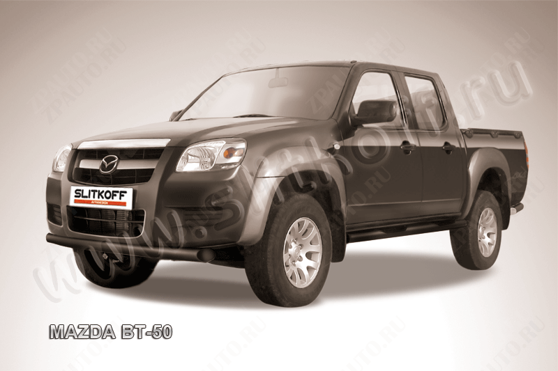 Защита переднего бампера d76 черная Mazda BT-50 (2006-2011) , Slitkoff, арт. MZB008B