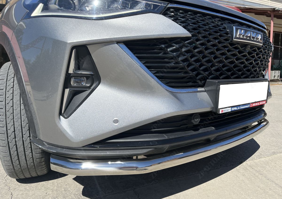 Защита переднего бампера с подгибами для автомобиля HAVAL F7 2022 Рестрайлинг арт. GWF7.22.02-1