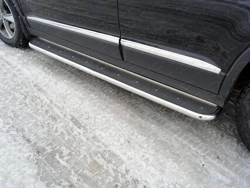 Пороги с площадкой (нерж. лист) 42,4 мм для автомобиля Great Wall Haval H6 2015-, TCC Тюнинг HAVH615-13