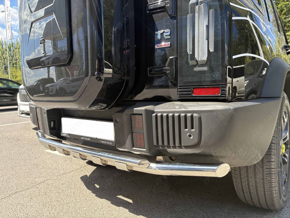 Защита заднего бампера двойная с перемычками для автомобиля JETOUR T2 2024 арт. JET.T2.24.25
