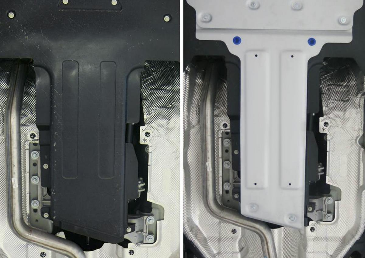 Защита КПП Rival для Jaguar F-Pace 4WD 2016-н.в., штампованная, алюминий 3 мм, с крепежом, 333.2605.1