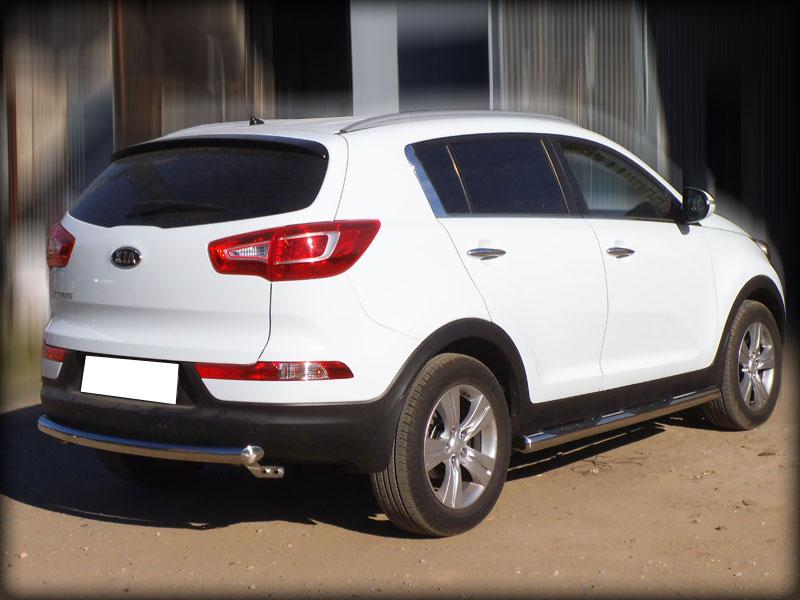 Защита заднего бампера одинарная радиусная d-60 для KIA Sportage 2010, Технотек KSP10_3