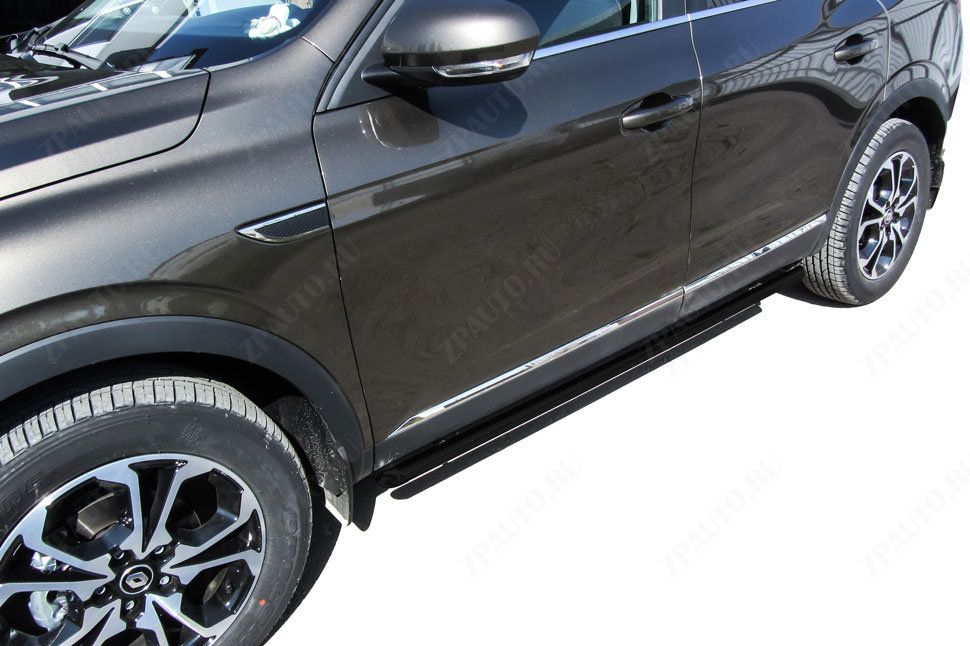 Защита порогов d42 труба черная Renault Arkana (2019-2023) , Slitkoff, арт. RAR4WD004B