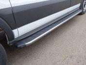 Порог алюминиевый с пластиковой накладкой (карбон серые) 2220 мм (левый) для автомобиля Ford Transit FWD L2 2013- TCC Тюнинг арт. FORTRAN16-18GR