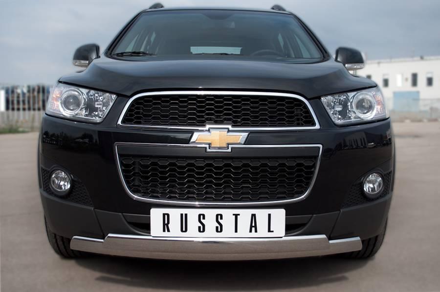Защита переднего бампера d75x42 овал для Chevrolet Captiva 2012, Slitkoff CHCZ-000827