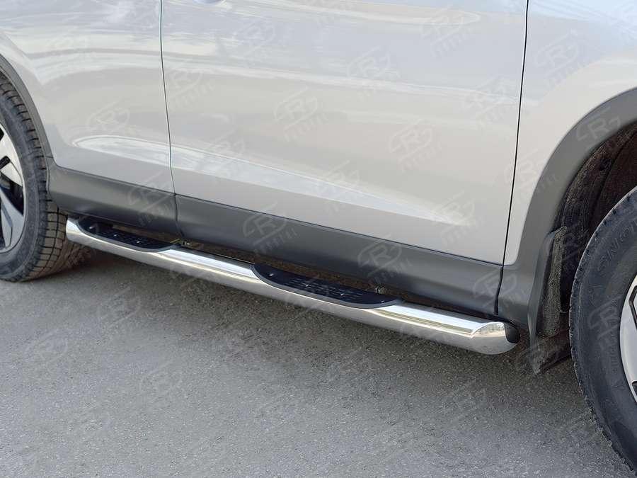 Пороги труба d76 с накладкой вариант 1 Honda CR-V 2015 2.0, Slitkoff HCRT-0022211