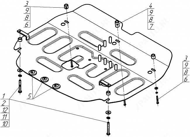 Защита стальная Мотодор (Двигатель, Коробка переключения передач), 2 мм,  для Changan Eado Plus  2020- арт. 77207