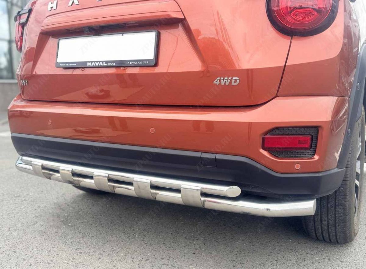 Защита заднего бампера двойная с перемычками для автомобиля Haval H7 2025 арт. HVH7.25.25