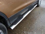 Пороги овальные с накладкой 120х60 мм для автомобиля Ford Kuga 2013-2016, TCC Тюнинг FORKUG13-08