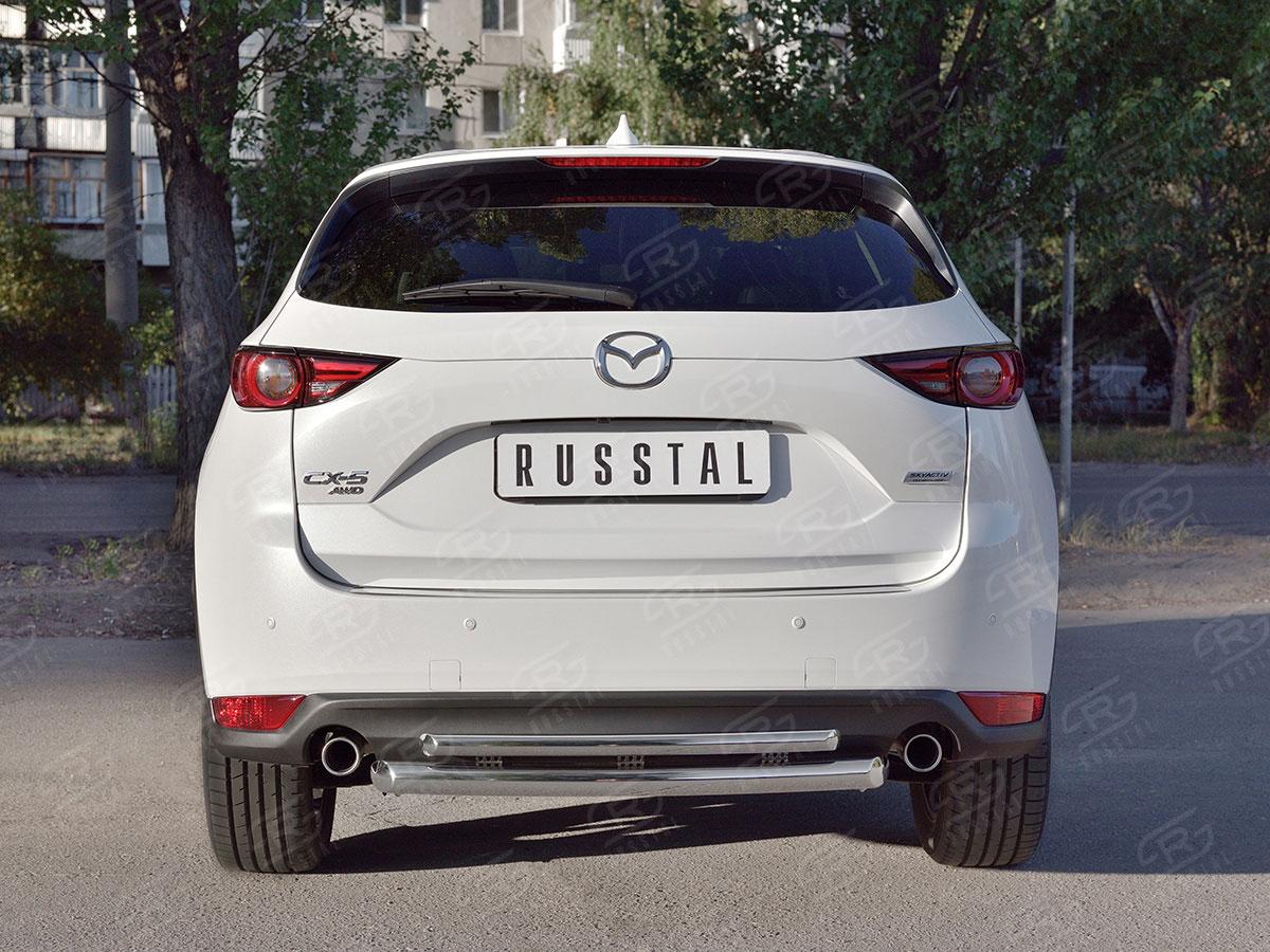 Защита заднего бампера d57/42 с декором Mazda CX-5 2017, Русталь M5Z-002800, Slitkoff