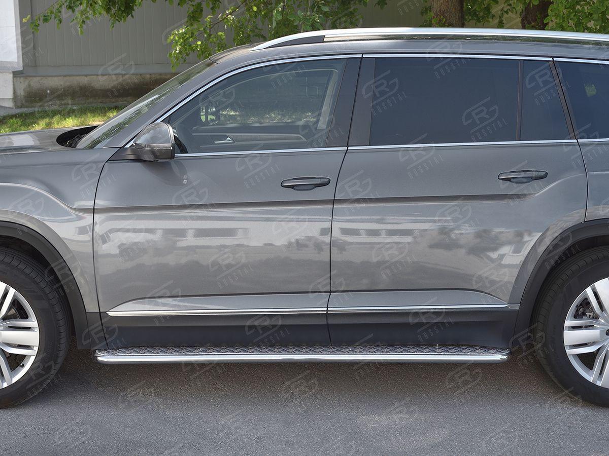 Пороги труба d42 с листом вариант 1 на Volkswagen Teramont 2017, Slitkoff VTML-0029931