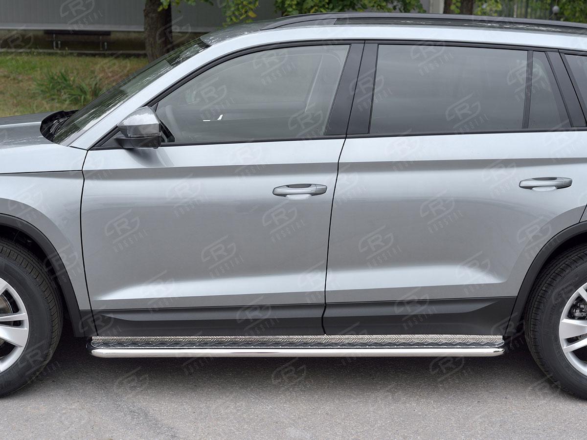 Пороги труба d42 с листом вариант 2 на Skoda Kodiaq, Slitkoff SKKL-0027732
