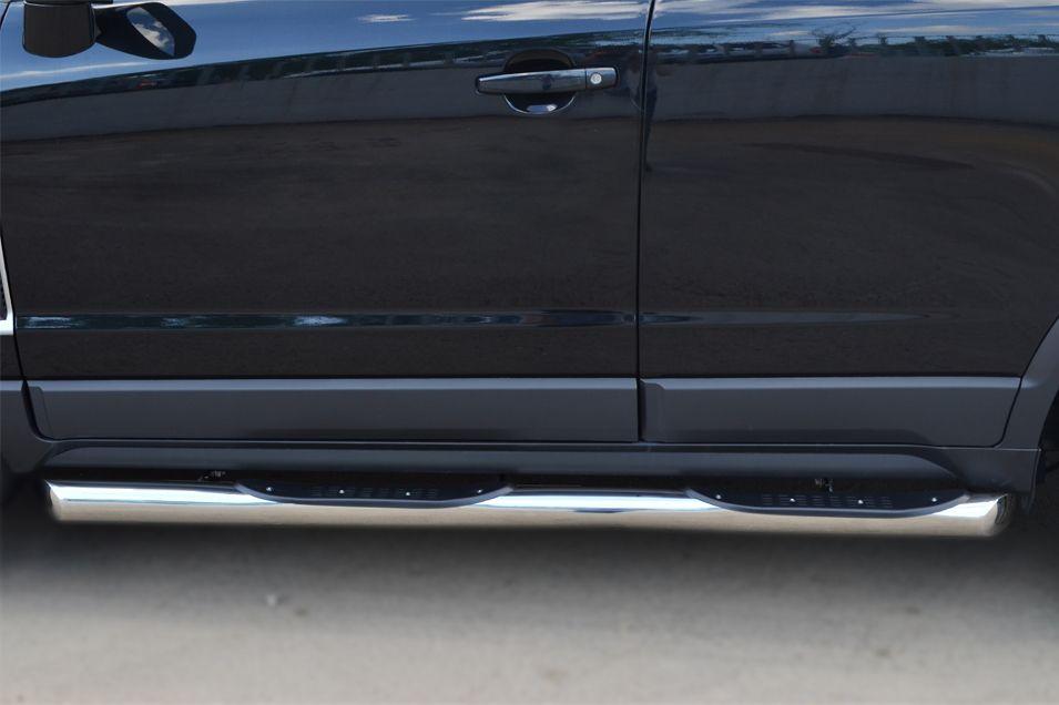 Пороги труба d76 с накладками вариант 1 для Opel Antara 2012, Slitkoff OAT-0013691