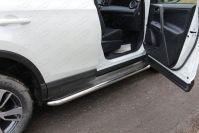 Пороги с площадкой (нерж. лист) 60,3 мм для автомобиля Toyota RAV4 2015-, TCC Тюнинг TOYRAV15-17