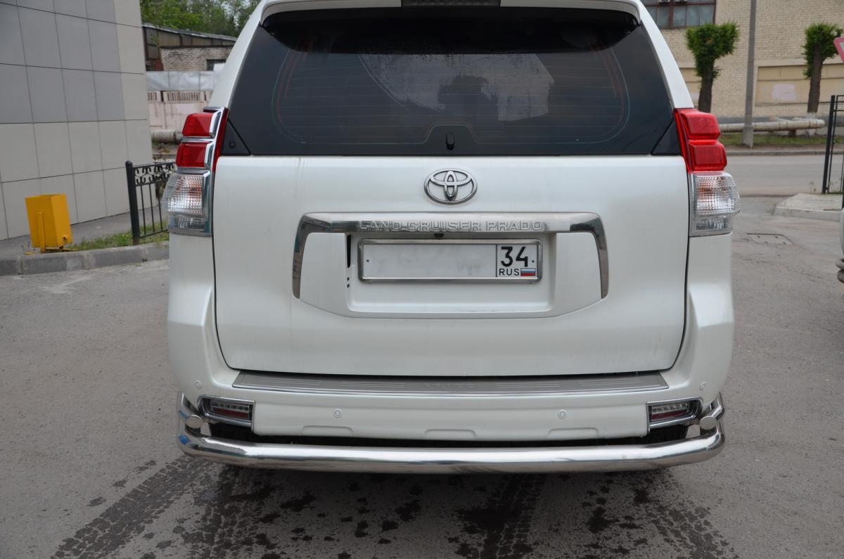 Защита заднего бампера угловая большая d76/42 для Toyota Land Cruiser Prado 150 (Тойота Ленд Крузер Прадо 150), TLCP150.10.21-1, Россия