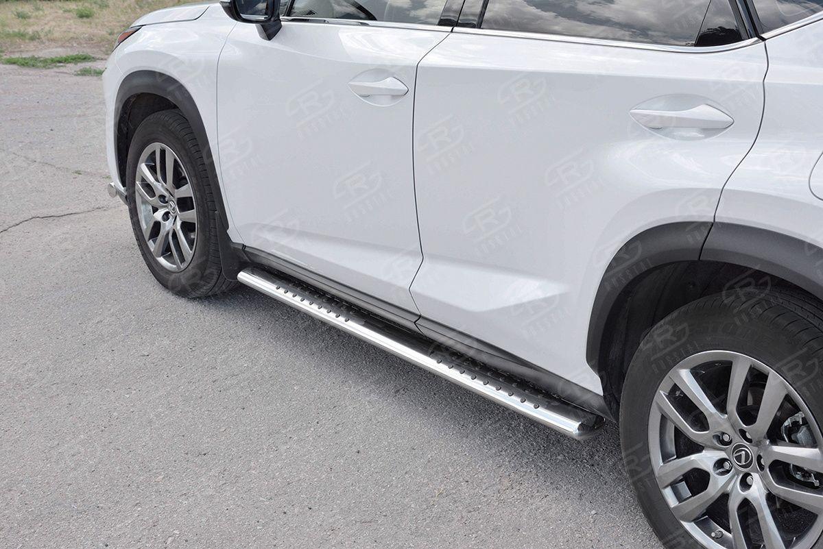 Пороги труба 120х60 овал с проступью на Lexus NX 2017, Slitkoff LNX3O-002940