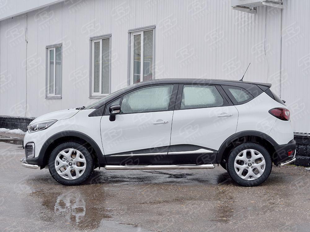Пороги труба d76 с накладкой вариант 3 Renault Kaptur 2016, Slitkoff RKPT-0024653