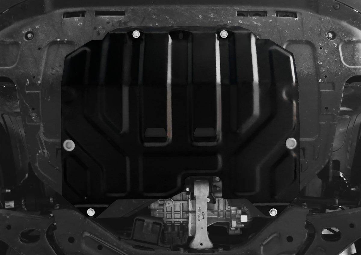 Защита картера и КПП AutoMax для Hyundai ix35 2010-2015, сталь 1.4 мм, с крепежом, AM.2352.1