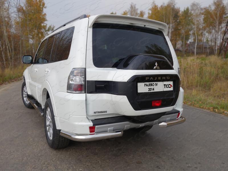 Защита задняя (уголки) 76,1 мм для автомобиля Mitsubishi Pajero IV 2014-, TCC Тюнинг MITPAJ414-14