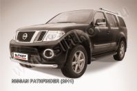 Защита переднего бампера d76 Nissan Pathfinder (2010-2014) Black Edition, Slitkoff, арт. NIP11-001BE