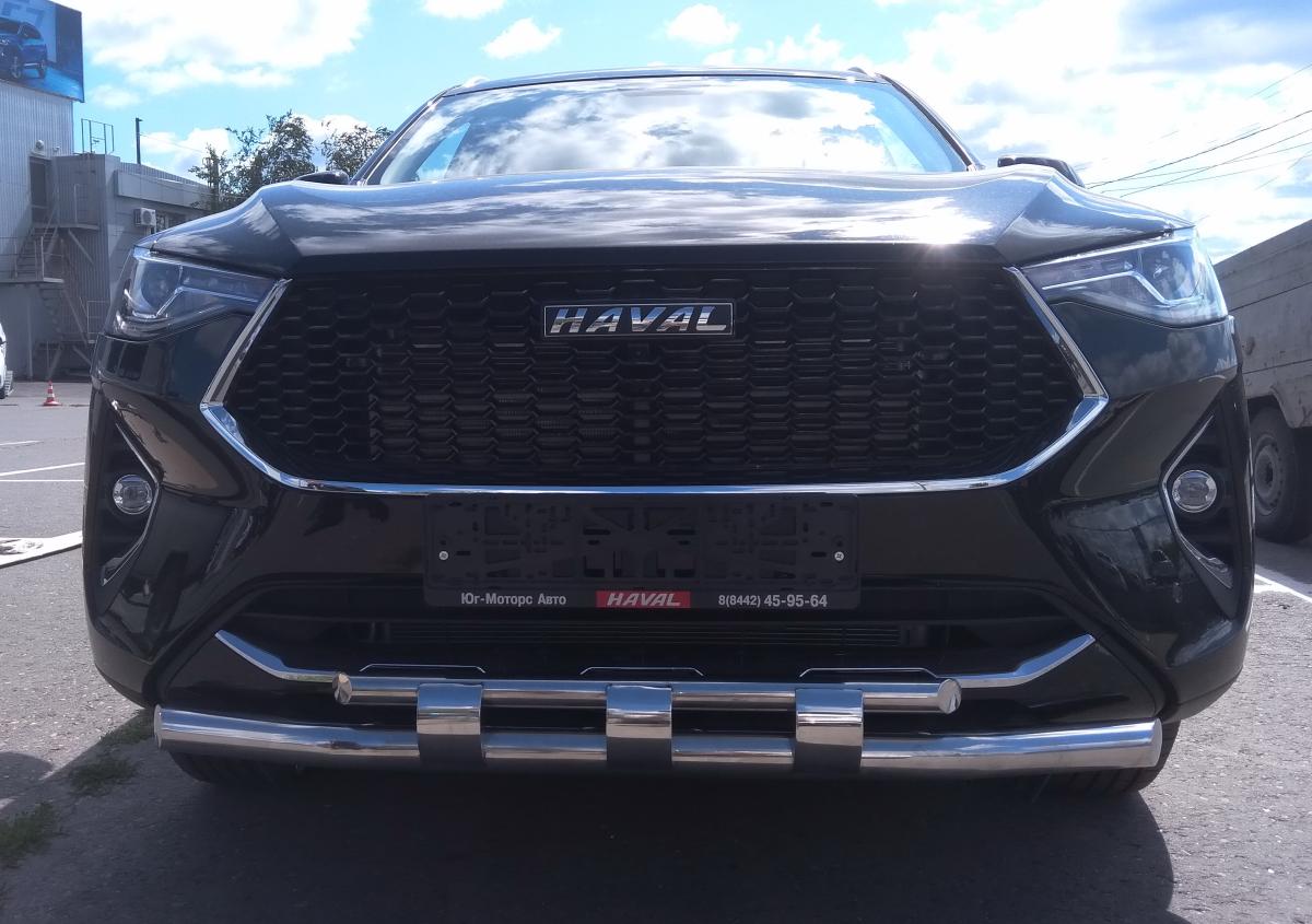 Защита переднего бампера двойная с перемычками для автомобиля Haval F 7 2019. GWF7.19.75, Россия